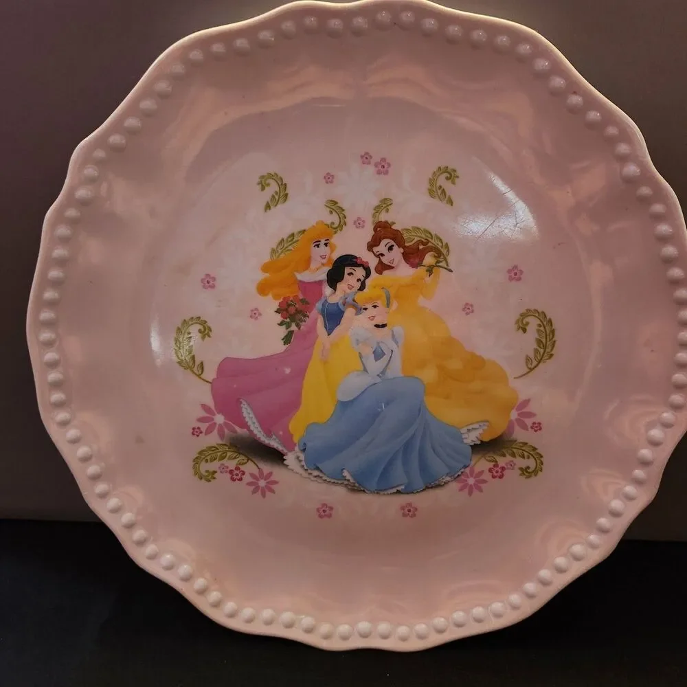 Lot Of 3 Melamine Dishes VTG SCOOBY Plate VTG BARNEY Bowl  1 Not VTG PRINCESSES